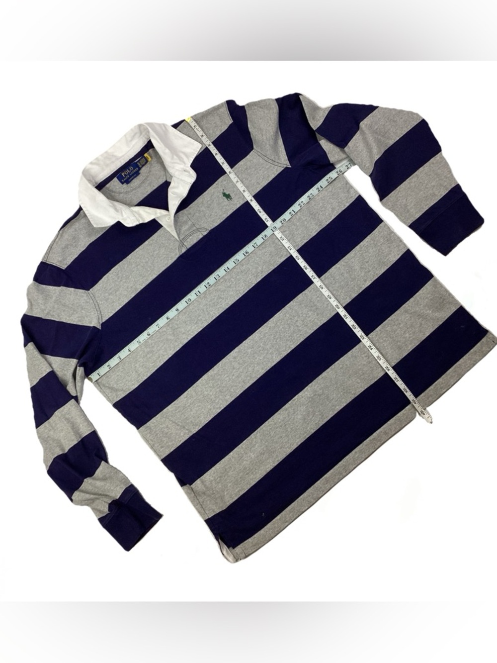 Polo Ralph Lauren Rugby Stripe Jersey in Grey and Navy. XL - Picture 6 of 6